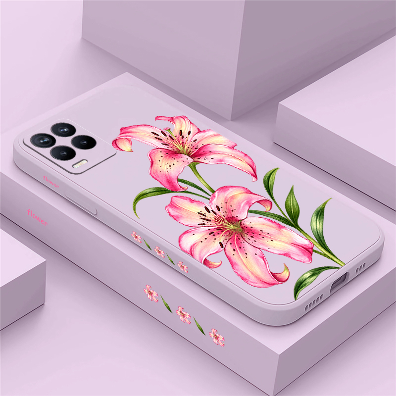 Realme Note 50 - Casing Bunga Merah Muda untuk OPPO