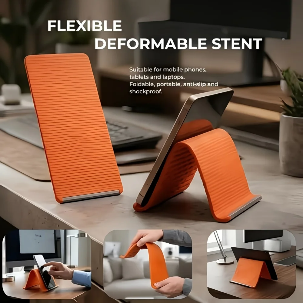 Tablet Stand Adjustable - Penyangga Ponsel Silikon Lipat Fleksibel, Portabel,