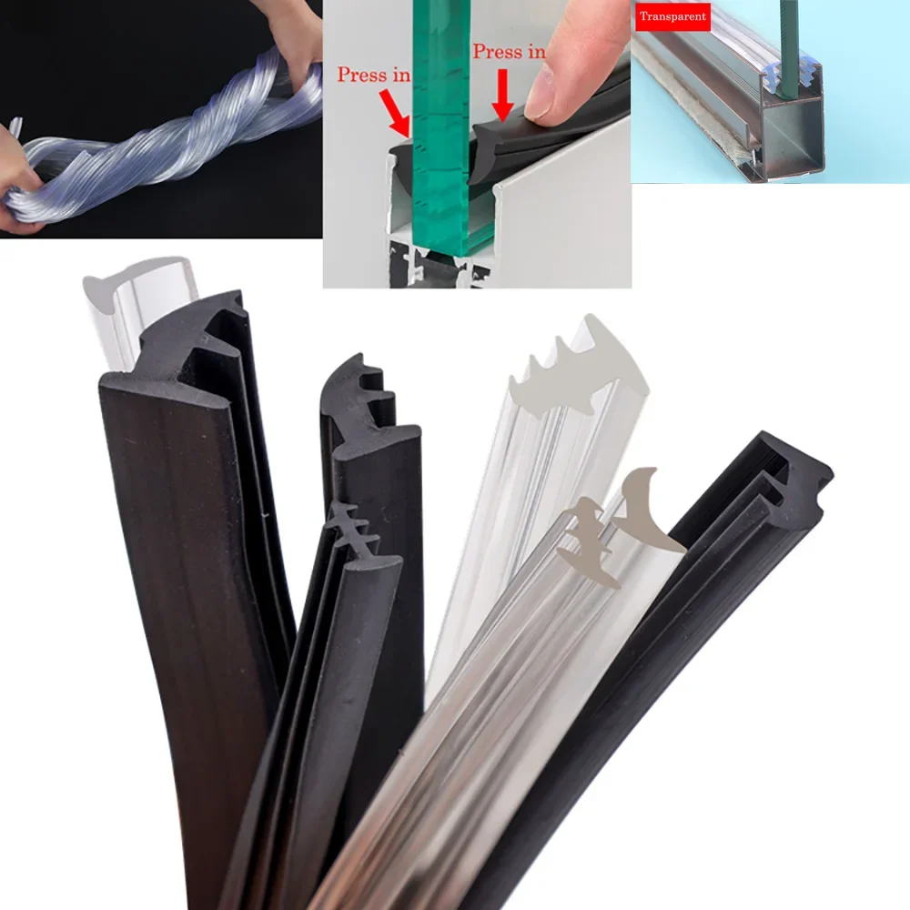 Windows Tablet Accessories - Setrip segel jendela karet, 1/2/3/4/5M hitam/transparan